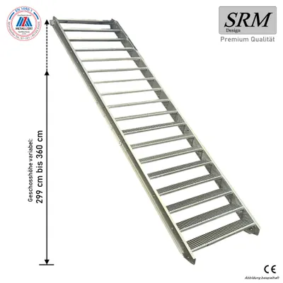 Produktbild von 18 Stufen Stahltreppe Breite: 100 cm Geschosshöhe 299-360cm  inkl. Zubehör