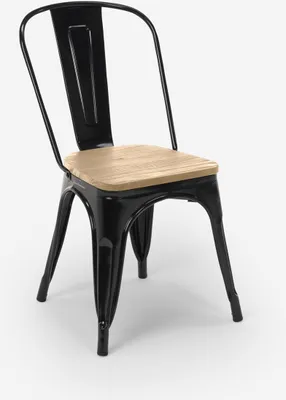Produktbild von stuhl im industriestil design küche bar steel wood top light - Schwarz