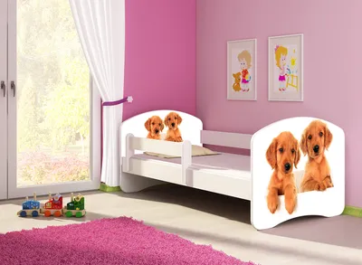 Produktbild von Kinderbett, Babybett 70x140, 80x160, 80x180cm Juniorbett, Kind, Motiv, Schublade CLAMARO, Bett Farbe:39 Welpen, Ausführung:Ohne Bettkasten, Bett Größe:140 x 70 cm