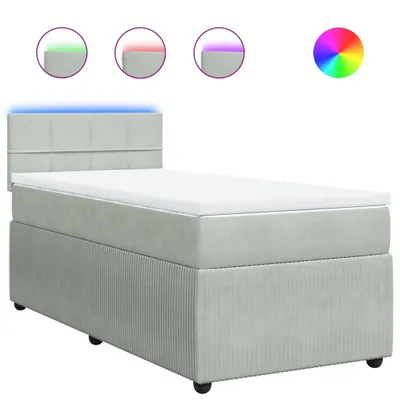 Produktbild von Boxspringbett mit Matratze Hellgrau 80x200 cm Samt
