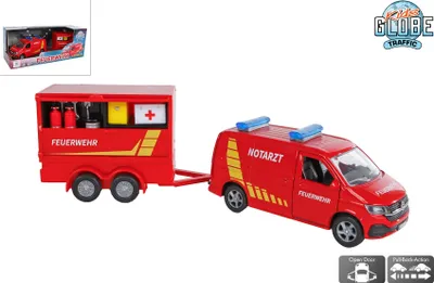 Immagine prodotto di Kids Globe VW Transporter Feuerwehr mit Anhänger Spielzeug Kinder 520321