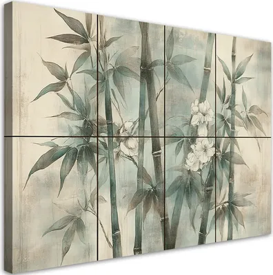 Produktbild von Feeby - Leinwand Bilder - Bambus Pflanzen Abstrakt - 30x20 cm - Deko Wohnzimmer - Wandbilder Schlafzimmer - Deko Aesthetic - Wand Deko - Leinwand Groß - Deko Zimmer - Leinwandbilder XXL