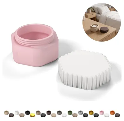 Image de Boîte de voyage à couvercle vissé, hexagonale, env. 2,5 cm, PLA – Rose sakura
