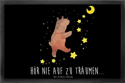 Produktbild von Mr. & Mrs. Panda fußmatte Bär Träume 40 x 60 cm - Schwarz - Geschenk, Teddy, Gummimatte, Traum, Schmutzfangmatte, Fußabtreter, Träumen, Schmutzmatte, Traumdeutung