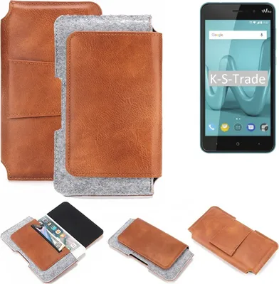 Produktbild von K-S-Trade Handyhülle Schutzhülle kompatibel mit Wiko Lenny 4 Gürteltasche Holster Gürtel Tasche Smartphone Tasche Handy Hülle Polyurethan+ Filz, braun