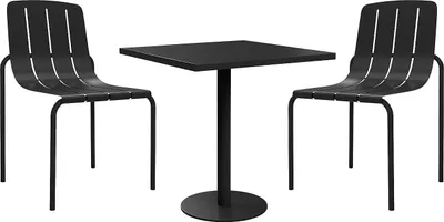 Produktbild von Metall-Gartenset: Tisch 70 cm lang und 2 Klappstühle – Schwarz – BALVORA von MYLIA