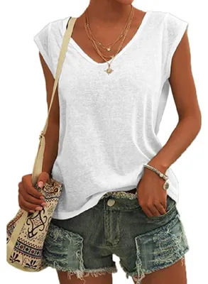 Produktbild von Damen Kurzarm V-Ausschnitt T-Shirt Casual Crop Top