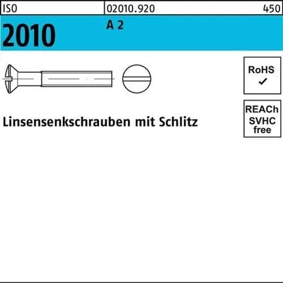 Produktbild von Reyher  Linsensenkschrauben ISO 2010 A 2 M 3 x 12 A 2 (1000 Stück)