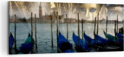 Produktbild von Bild auf Leinwand - Leinwandbild - Gondel Wasser Kanal - 120x50cm - Wand Bild - Wanddeko - Leinwanddruck - Bilder - Kunstdruck - Wanddekoration - Leinwand bilder - Wandkunst - AB120x50-0250