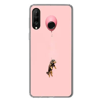 Produktbild von MuchoWow® Handyhülle Schutzhülle Hülle für Huawei P30 Lite Dackel schwebt durch einen Ballon nach oben Silikon Softcase Handy Hülle - Handyhülle