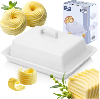Obrázok produktu pre Miska na maslo Vilde Miska na maslo Miska na maslo Keramická miska na maslo biela