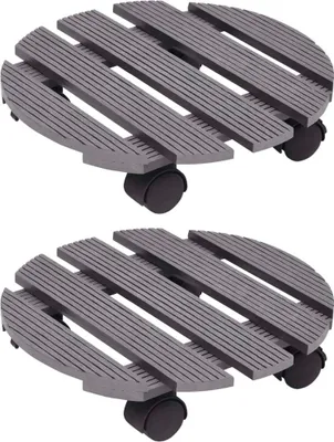 Image de vidaXL Rouleau pour plantes 2 pcs. Gris Ø30x7,5 cm WPC