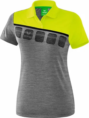 Produktbild von Erima 5-C Poloshirt Damen - Grey Melange / Lime Pop / Schwarz