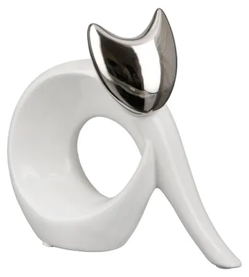 Imagen del producto de Figura decorativa, gato, "Svenja", cerámica, blanco, unidad de venta: 2, largo: 7 cm, ancho: 16 cm, alto: 15 cm. Código: 32509 4063387325094