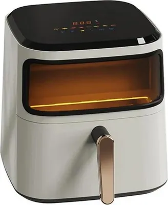 Image de Friteuse à air chaud Airfryer - 6,5 l - Fenêtre transparente - Circulation rapide de l'air chaud - Écran tactile - 8 préréglages - Prise UE 110 V - Blanc