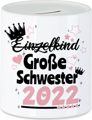 Produktbild von Einzelkind Wird Große Schwester 2022 Spardose Nachwuchs Schwangerschaft Geschenkidee Baby-News