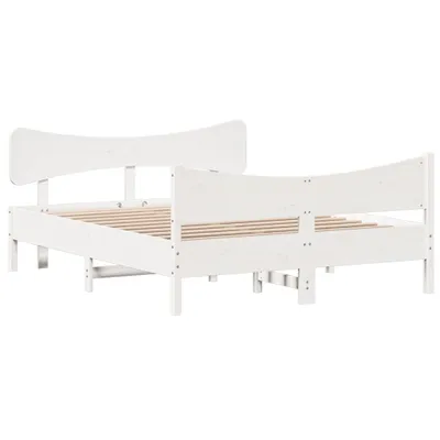 Zdjęcie produktu dla Rama łóżka bez materaca, biała, 140x200 cm, lite drewno sosnowe