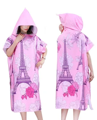 Image de Serviette poncho à capuche - Microfibre à séchage rapide - Rose