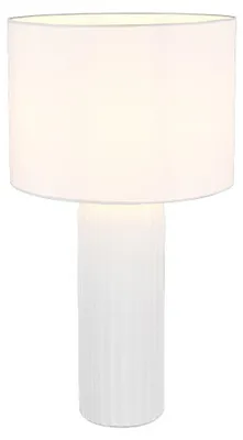 Tafellamp Blair, Keramikfuß weiß, Stoffschirm, E27, 51 cm