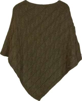 Produktbild von styleBREAKER Damen Zopfstrick Poncho Italy | Grobstrick Umhang mit Rundhalsausschnitt | Ärmelloser Strickponcho in dreieckiger Passform