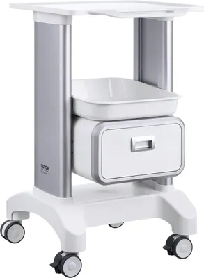Produktbild von 2 Tiers Lab Carts Mobile Medical Cart with 1 Drawer & 1 Top Tray White