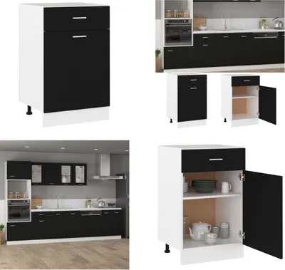 Obrázek produktu pro vidaXL Zásuvková skříňka černá 50x46x81,5 cm materiál na bázi dřeva - Zásuvková skříňka - Zásuvkové skříňky - Kuchyňská skříňka - Kuchyňské skříňky