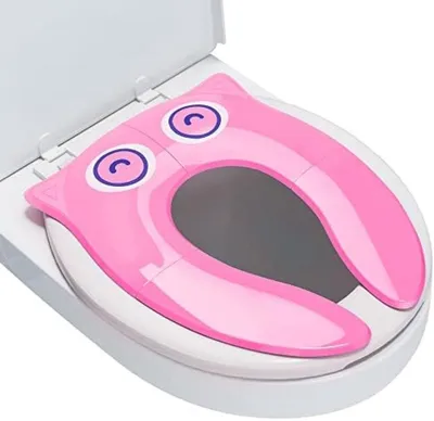 Produktbild von PromoHome® Tragbarer faltbarer Kinder-Toilettensitz mit Aufbewahrungstasche, Rosa, 35x29x5 cm