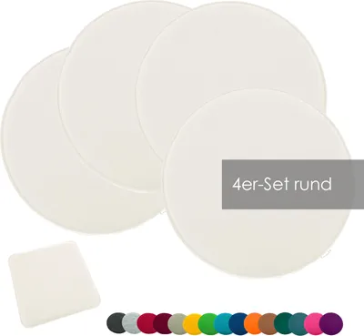 Produktbild von heimtexland ® Sitzkissen Set Filz Stuhlkissen Stuhlauflage Filzkissen Stuhl Polster Kissen Typ631 4er Set 35 cm Rund Wollweiß