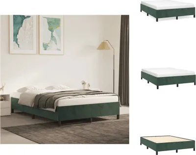 Image de vidaXL Cadre de lit vert foncé 140x190 cm Velours - Lits et sommiers