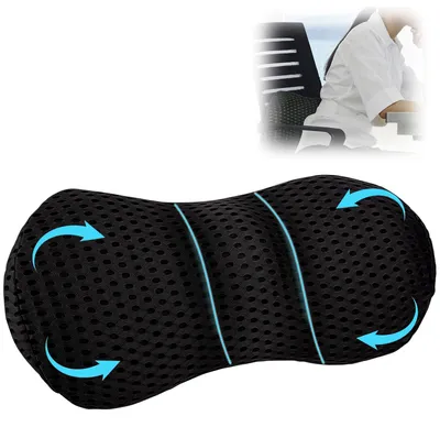 Produktbild von Lendenkissen für Bürostühle, ergonomisches Lendenkissen aus Memory-Schaum mit atmungsaktivem Bezug, Rückenkissen für Auto- und Bürostühle, schwarz