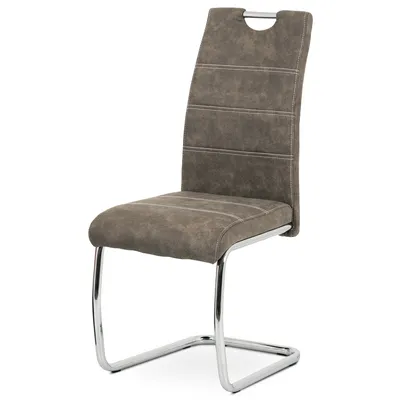 Produktbild von Esszimmerstühle, brauner Stoff Cowboy in Vintage Lederdekor, Metallchrom - HC -483 BR3