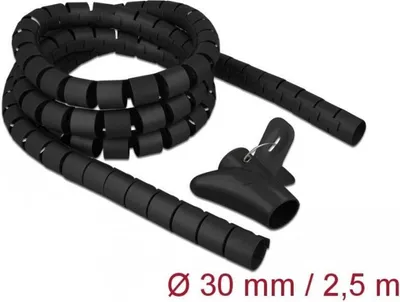 Imagen del producto de Delock 18838 DELOCK Spiralschlauch m. Einziehwerkzeug 2,5m x 30mm schwarz