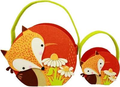 Produktbild von HAAC 2er Set Deko Filzkorb Ostern Osterkorb Osternest m Henkel Blumen 23 cm 14cm