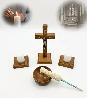 Produktbild von Weihnachtsbaum-Set aus Buchenholz, 7-teilig, gebeizt, braun
