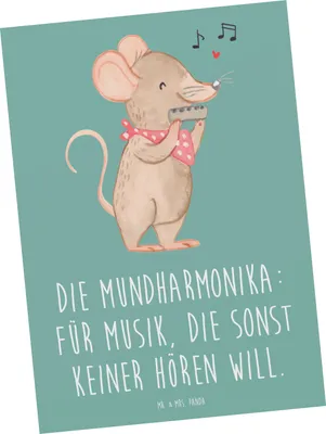 Produktbild von Mr. & Mrs. Panda Postkarte Musik Mundharmonika - Meeresbrise - Geschenk, Ansichtskarten, Grußkarte, Fotokarte, Postkarten, Musiker, Blasinstrument, Instrument, Blues