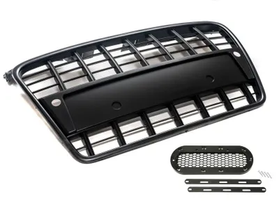 Kühlergrill Sportgrill SCHWARZ + Emblem Halter für Audi A4 B7 8E 2004-2009 – Produktansicht