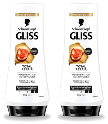 Imagen del producto de 2 unidades de acondicionador reparador total Schwarzkopf Gliss - 200 ml cada uno - Paquete económico