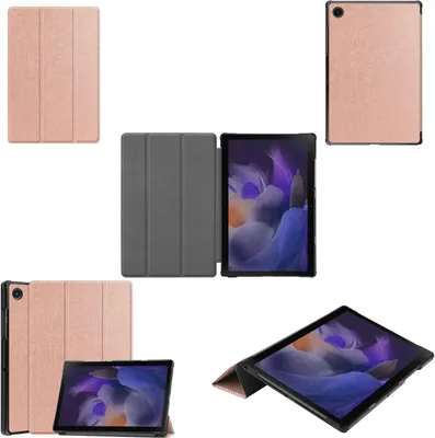 Produktbild von Für Samsung Galaxy Tab A8 2021 3folt Wake UP Smart Cover Rose Tablet Tasche Etui