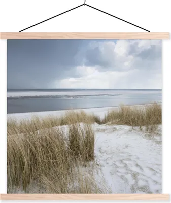 Produktbild von MuchoWow® Textilposter Nordsee - Dünen - Wasser 40x40 cm mit holzfarbenen Rahmen - Posterleiste