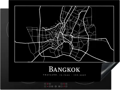 Produktbild von KitchenYeah© Herdabdeckplatte Bangkok - Karte - Stadtplan , 70x52cm, Küche Deko, Glaskeramikkochfeld Herdabdeckung, Abdeckplatte fùr Kochfeld