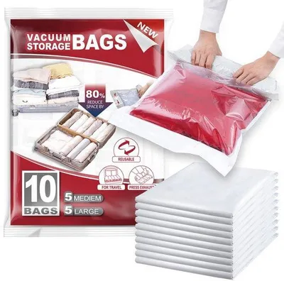 Obrázek produktu pro Balení 8 ks vakuových sáčků 120 x 100 cm na ložní prádlo, oblečení, cestování a skladování