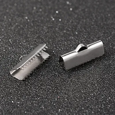 Produktbild von 20 Endstücke Bandklemmen Klemmbleche Kappen f Bänder, flach, Größenwahl Farbwahl, Farbe:silber, Größe:20x7mm