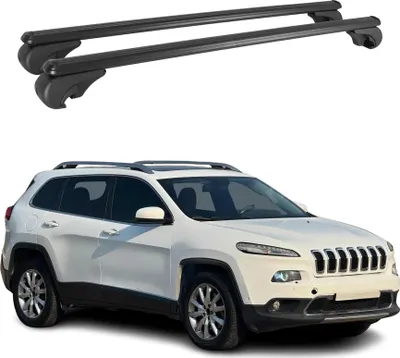 Image de Barres de toit Transversales pour Jeep Cherokee 2014-2024 Aluminium Noir