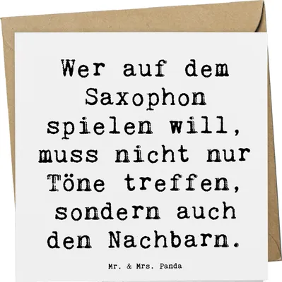 Produktbild von Mr. & Mrs. Panda Grußkarte Spruch Saxophon Spieler - Weiß - Geschenk, anlasskarte, Lernen, Musikinstrumente, Glückwunschkarte, Blasinstrument, Klappkarte, Musik, Blues