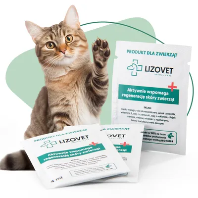 Zdjęcie produktu dla LIZOVET balsam do pielęgnacji skóry zwierząt, wspomaga regenerację skóry, antybakteryjny, nawilżający dla psów, kotów, koni zwierząt hodowlanych 4 ml