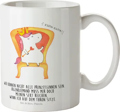 Produktbild von Mr. & Mrs. Panda Pott Einhorn König - Weiß - Geschenk, Kaiser, Camping Tasse, Haferl, Trinklernbecher, Bundeskanzler, Präsident, Krone, Plastikbecher, Prinzessin, Unicorn