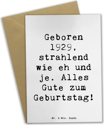 Produktbild von Mr. & Mrs. Panda valentinstagskarte Spruch 1929 Geburtstag - Weiß - Geschenk, Glückwunsch, osterkarten, Geburtstagswünsche, 90., weihnachtskarten, einladungskarten, Alter
