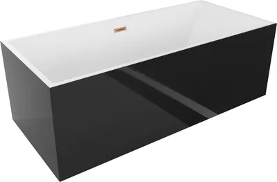 Produktbild von Mexen Vigo freistehende Badewanne 178,5 x 80 cm, weiß/schwarz, gebürsteter Messingüberlauf - 51251788075-65