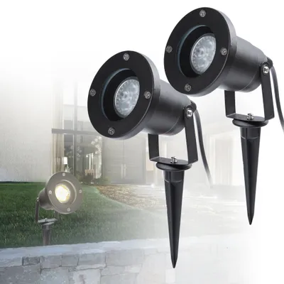 Obrázek produktu pro Hengda Zahradní světlo vedlo zahradní reflektor teplá bílá 2 balení LED zahradní osvětlení IP65 4W GU10 se zemní zástrčkou venkovní louka pro venkovní, zahradní, louka