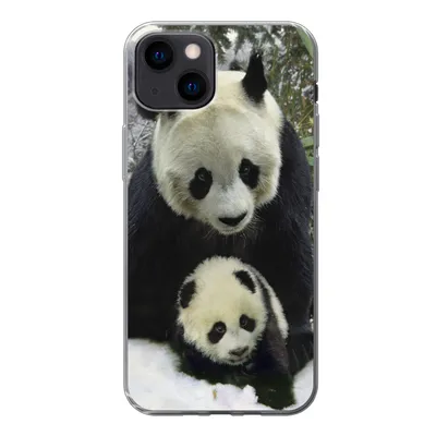 Produktbild von MuchoWow® Handyhülle Schutzhülle Hülle für iPhone 13 mini Panda - Jungtier - Schnee Silikon Softcase Handy Hülle - Softcase